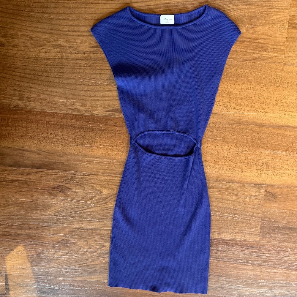 Aritzia Wilfred Free Cut Out Knit Ribbed Midi Mini Dress Purple